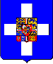 D'azur, à la croix alésée d'argent